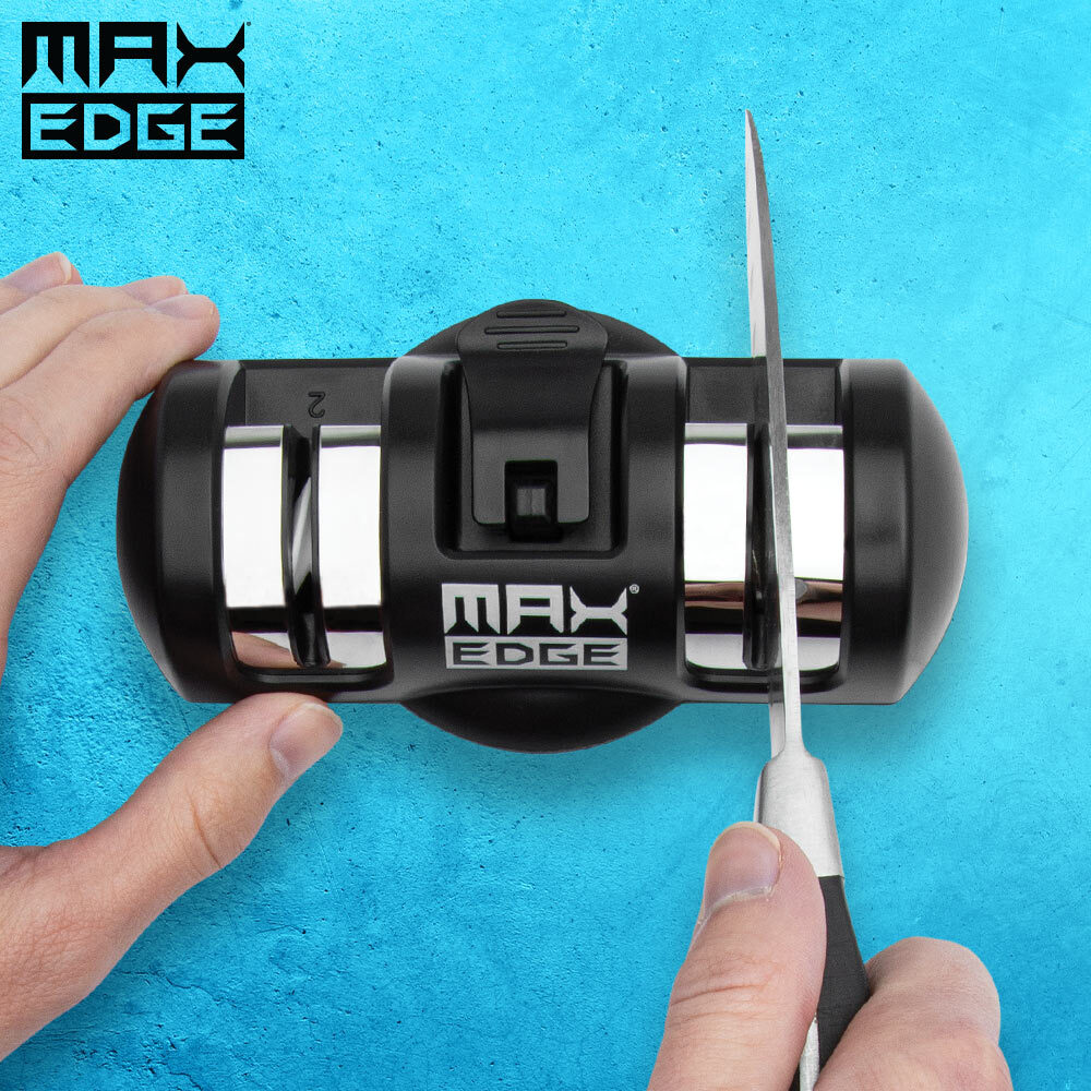 Max Edge Knife Sharpener, Precise Sharpening, Diamond & Ceramic Grinding Wheels