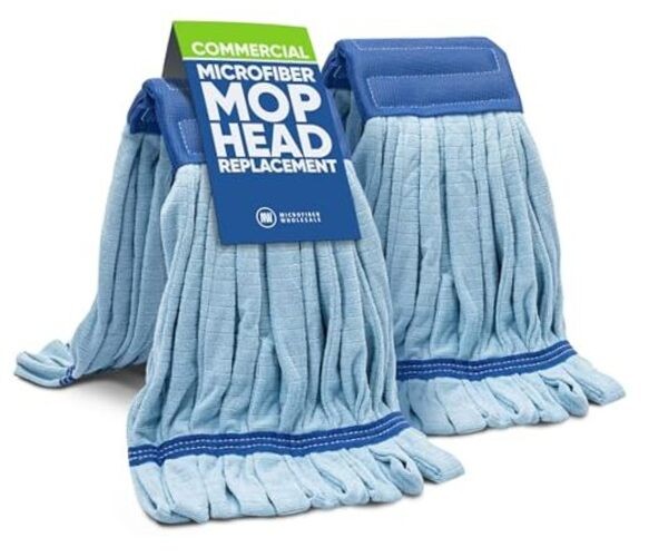 Commercial Mop Head Replacement – 2 Pack Medium Microfiber Tube Mop | Blue