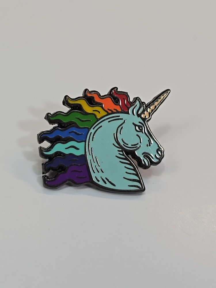 Unicorn With Rainbow Mane Lapel Pin