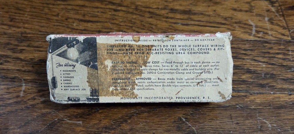 Vintage NOS Monowatt Bakelite Light Switch