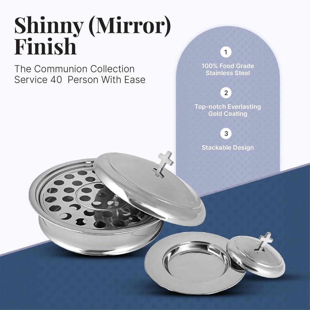 Mayur Exports Communion Ware | Holy Stackable 1 Shiny (Mirror) Finish