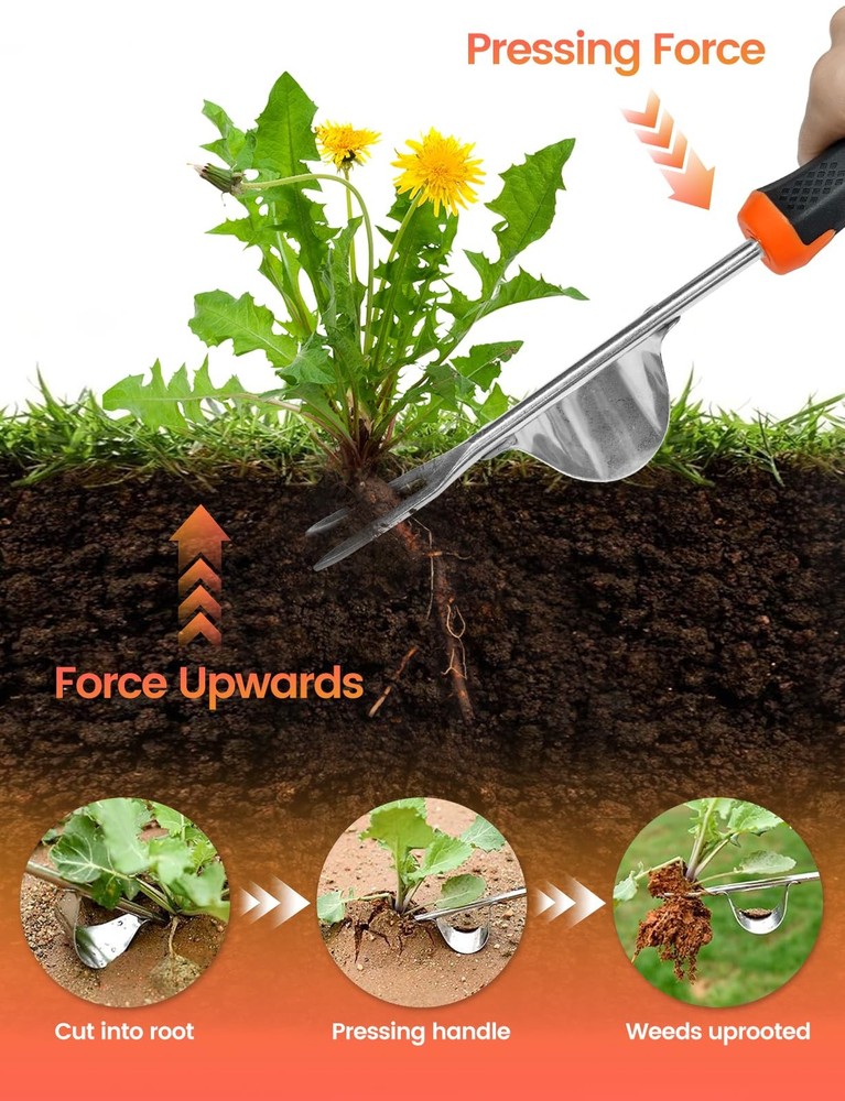 2-Pack Upgraded Weed Puller Tool Kit with Long Adjustable Handle (39"-47"), Q...