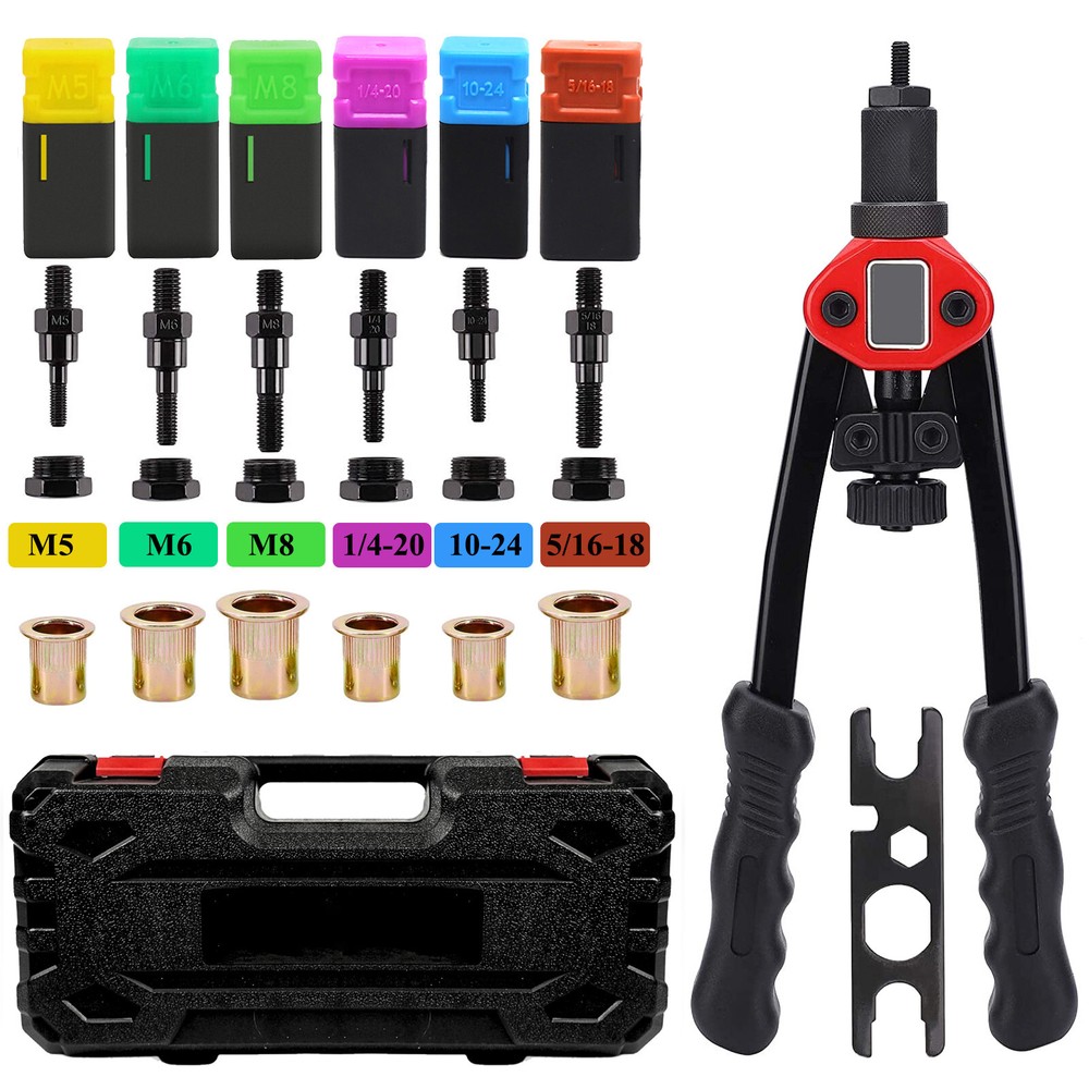 Rivet Gun Kit Rivnut Thread Setting Tool Nut Setter NutSert Metric SAE Riveting