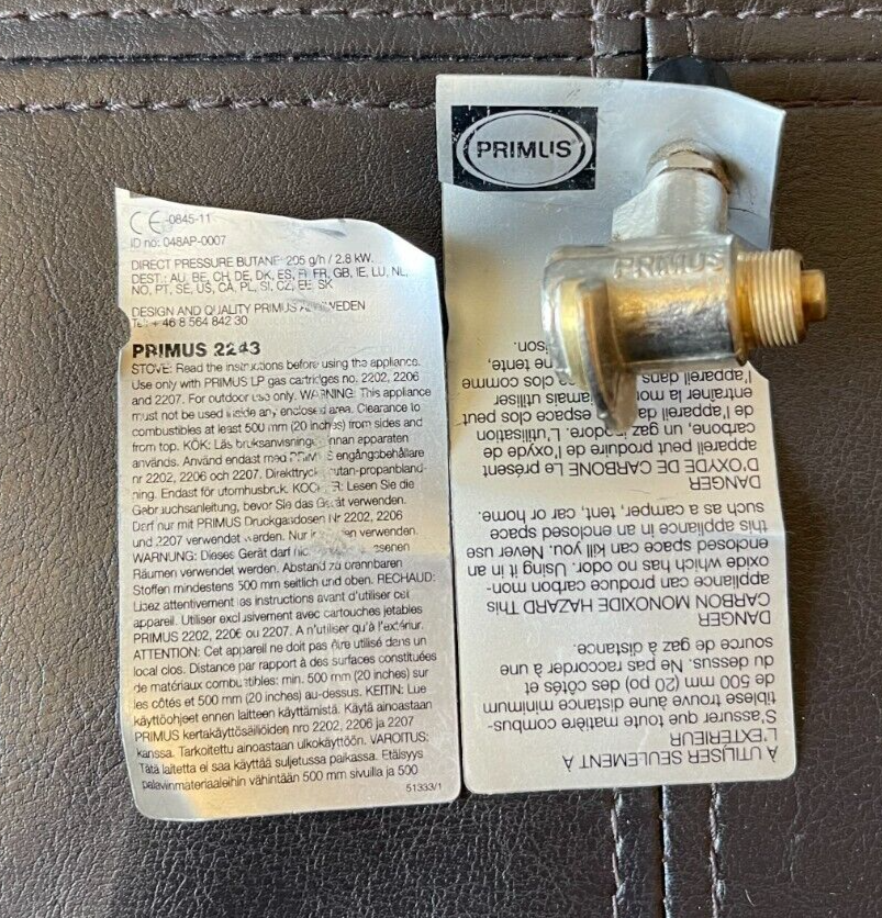 NEW PRIMUS 2243 JET PIPE VALVE ASSEMBLY PRIMUS MIMER STOVE REPLACEMENT VALVE
