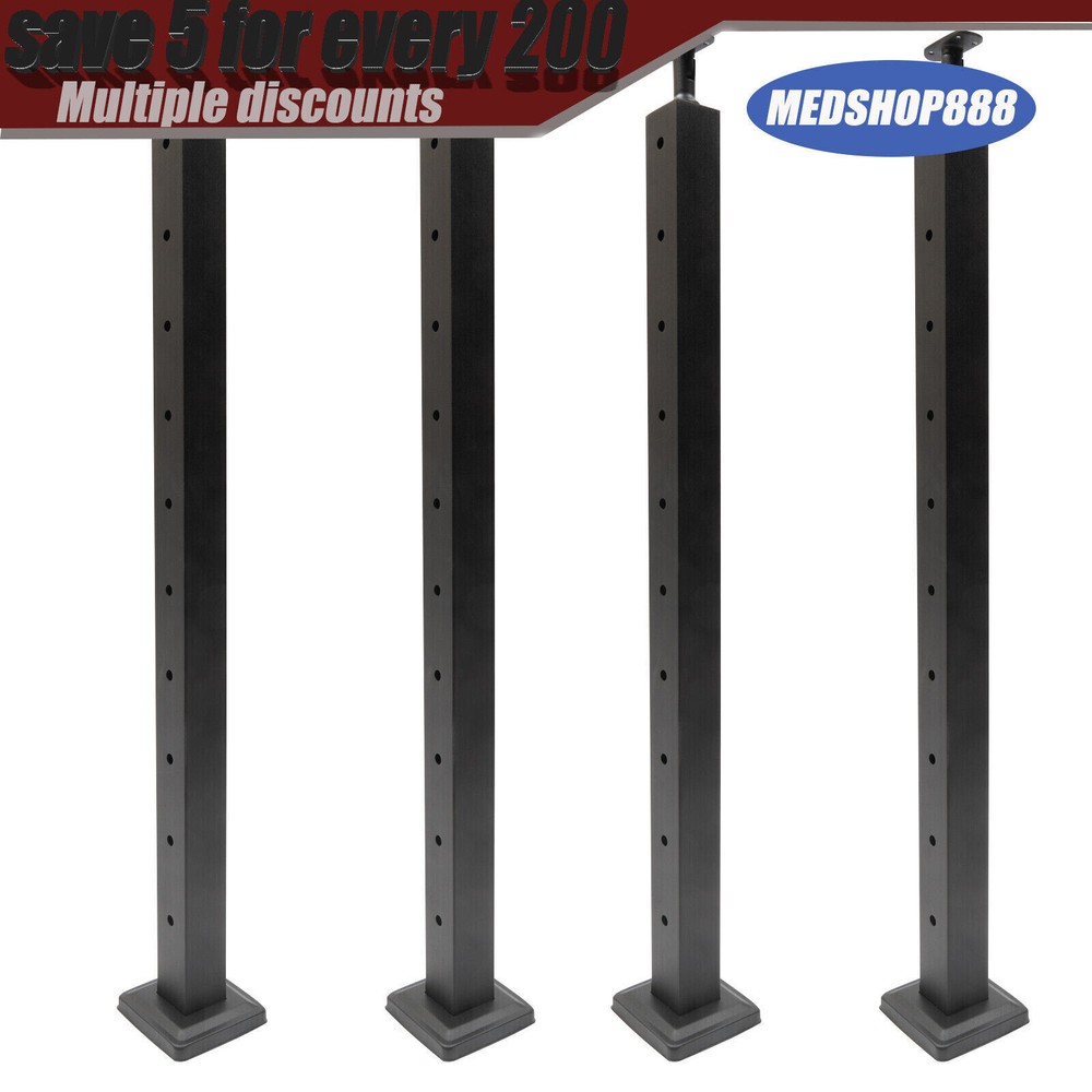 4PCS Cable Railing Posts 36"x2"x2" Adjustable Stainless Steel Pre-drilled Posts