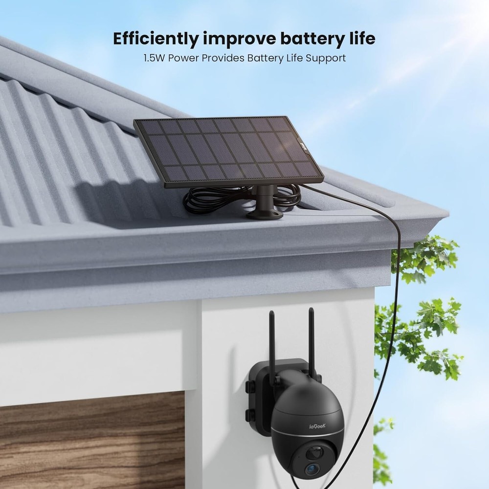ieGeek Type-C Solar Panel for Outdoor Security Camera Home Battery CCTV System