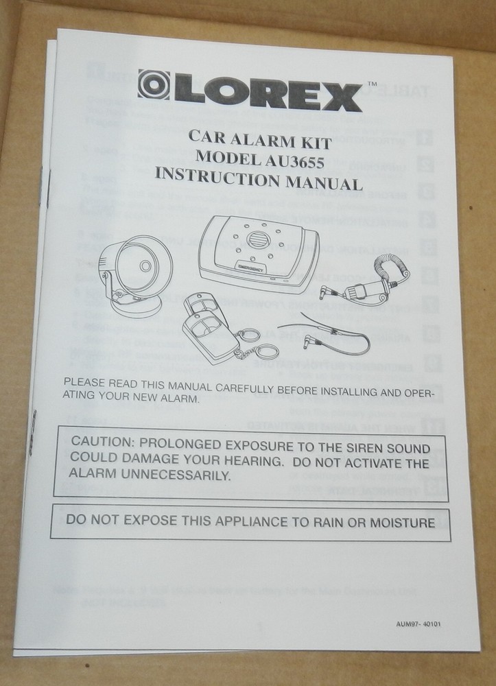 New in Box - Lorex Model AU3655 Car Security Alarm System