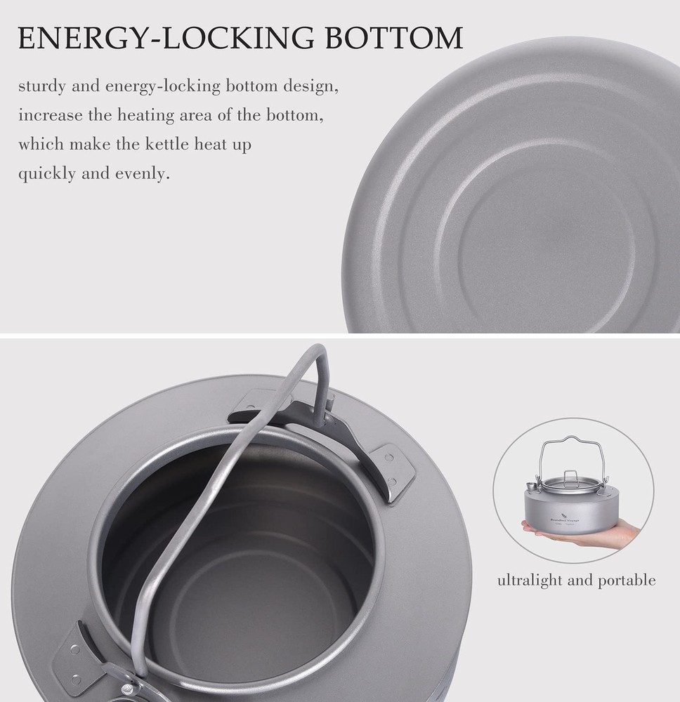Boundless Voyage Camping Single-Layer Coffee Cup & Titanium Kettle with Foldi...
