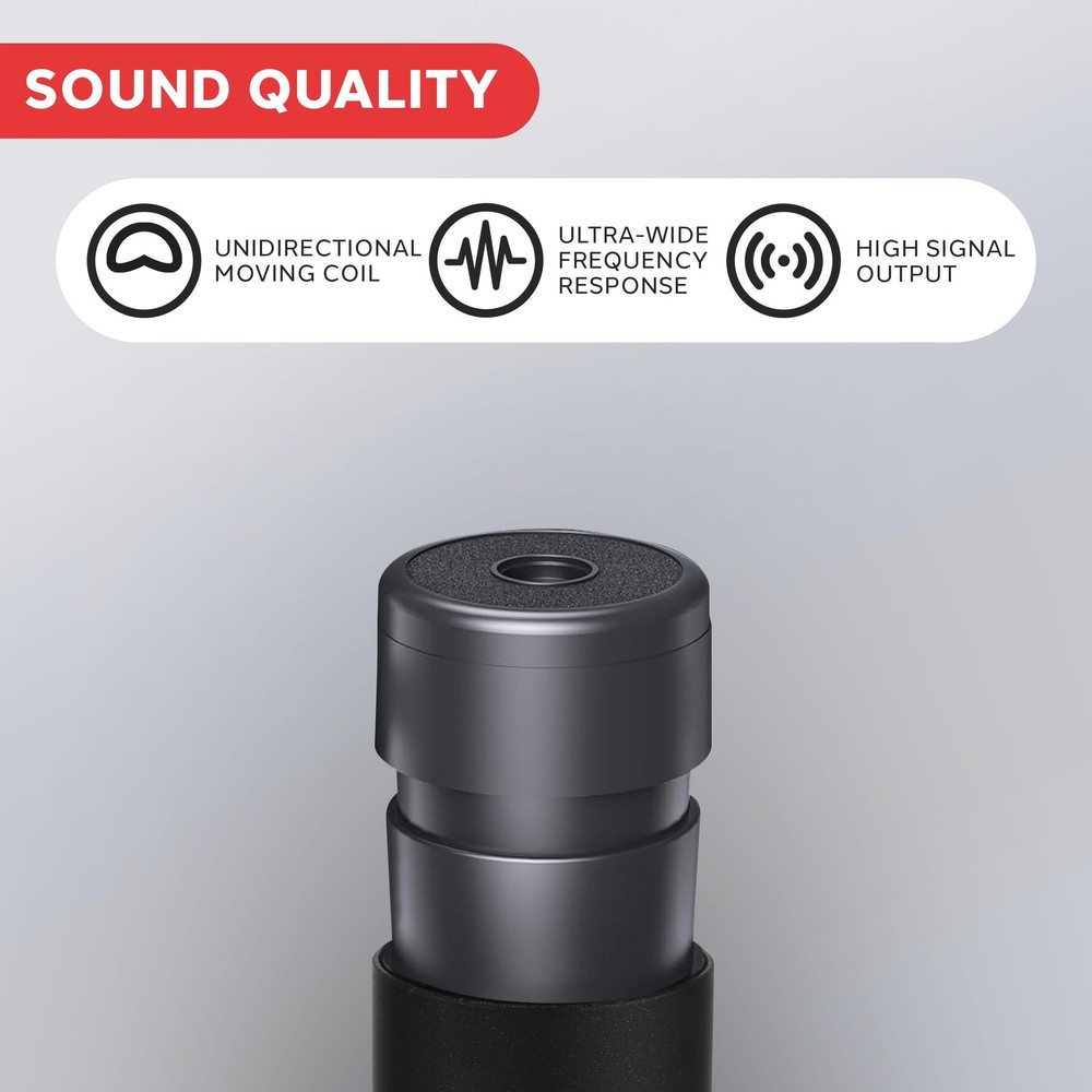 PylePro Dynamic Handheld Microphone, Professional Moving 6.14" x 1.24", Black