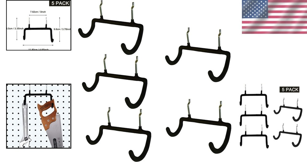 5PCS Pegboard Drill Holder with Double Hooks and Accessories Bag for Power Tools
