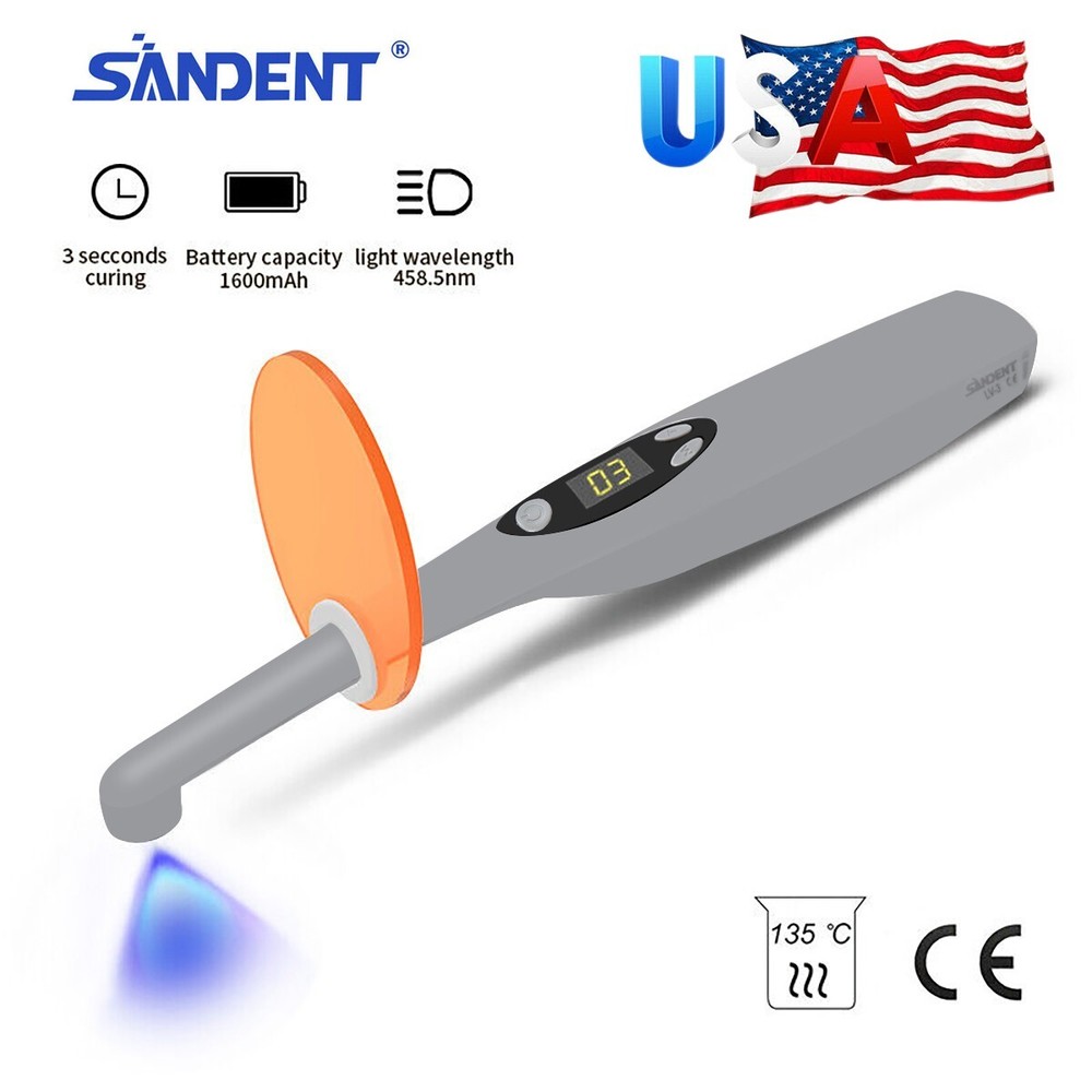 Dental Cordless LED Curing Light Composite Resin Material Cure 2200mw 3 Second