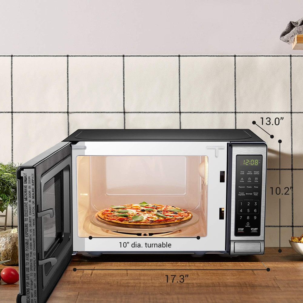 BLACK+DECKER EM720CB7 Digital Microwave Oven with Turntable Push-Button Door, Ch
