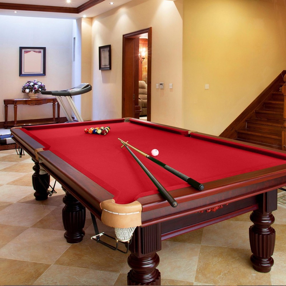 Wool Blend Billiard Cloth Pool Table Felt for 7' 8' 9' Pool 7ft Red