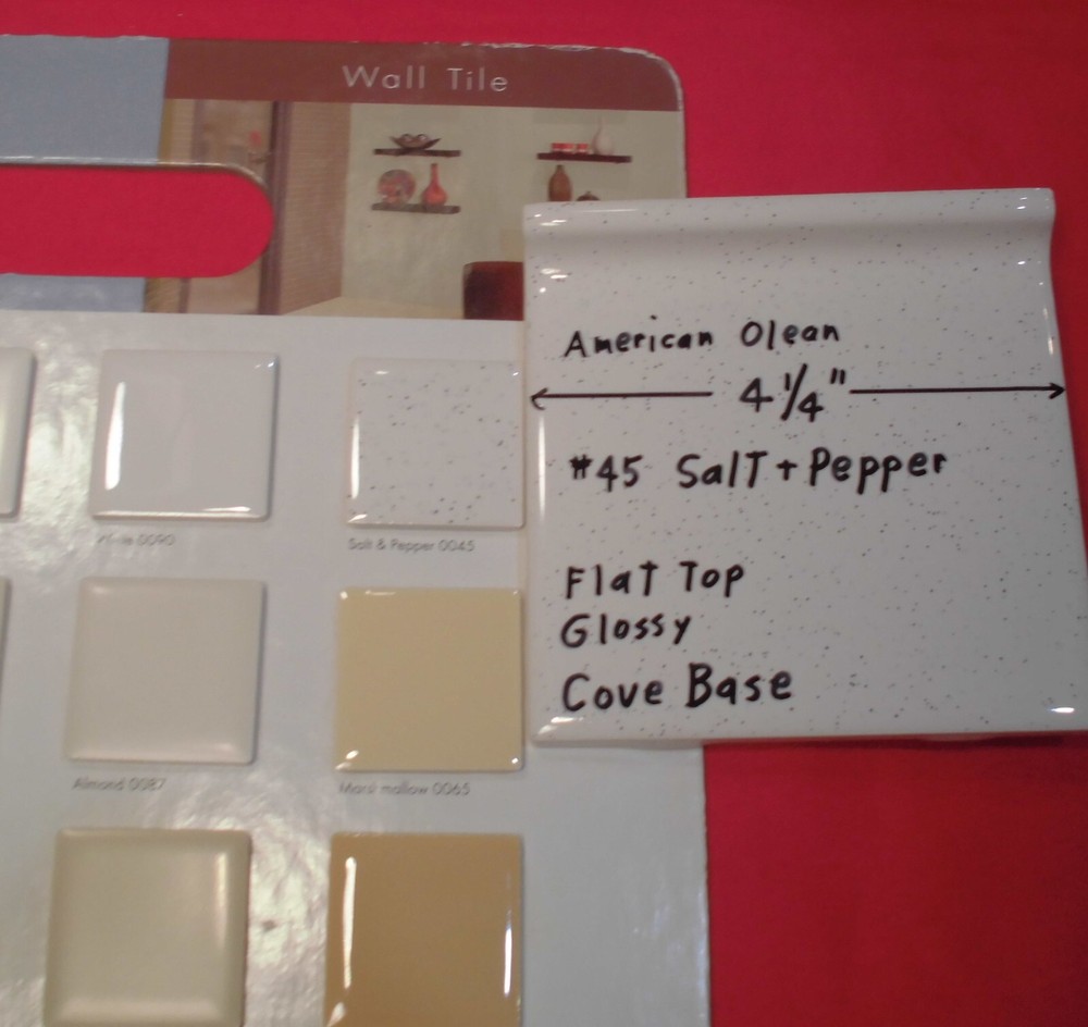 1 pc. Salt & Pepper: stack-on-top Cove/Base Ceramic Tile; 4-1/4" American Olean