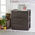 3 Drawer Wide Weave Plastic Tower Brown