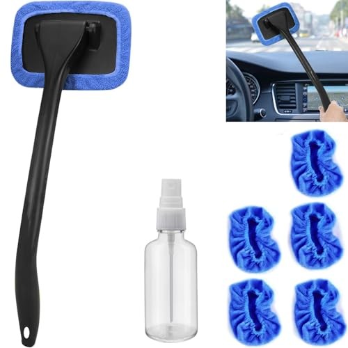 Car Windshield Cleaning Tool, Windshield Cleaner with 5 Washable and Blue