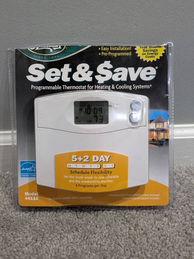 Hunter Set & Save Programmable Thermostat for Heating & Cooling 44110 NEW