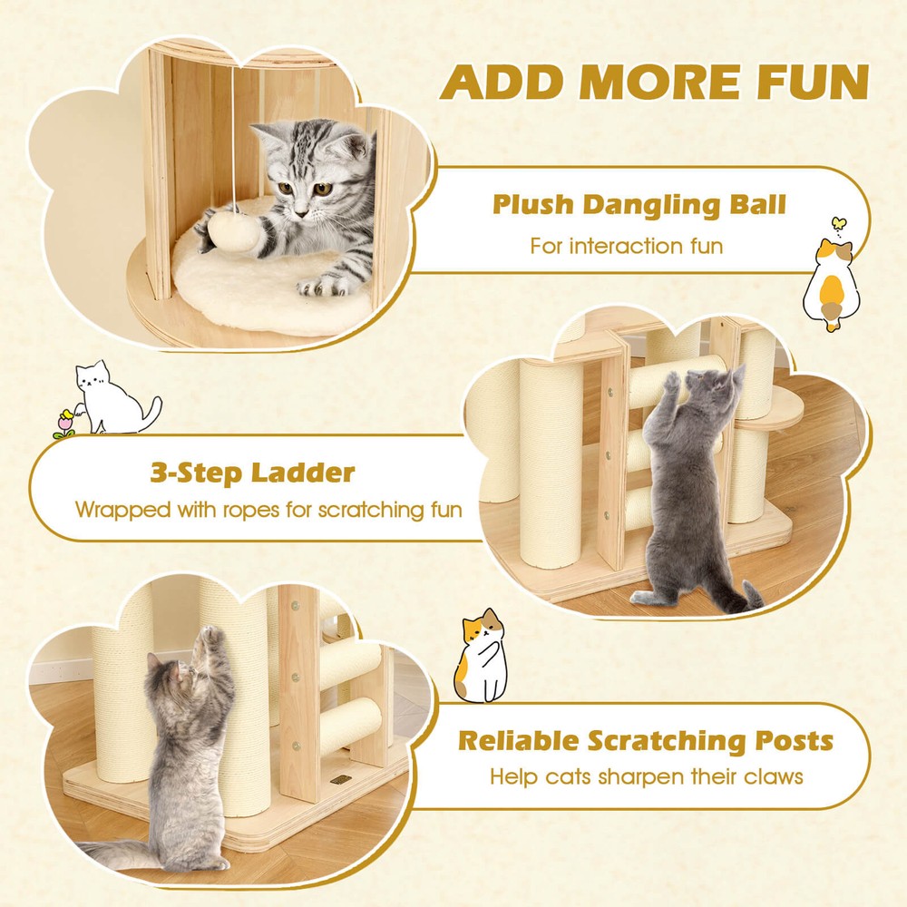 PETSJOY 71" Tall Cat Tree w/Cozy Perch Condo Space Capsule 4.6" Scratching Posts