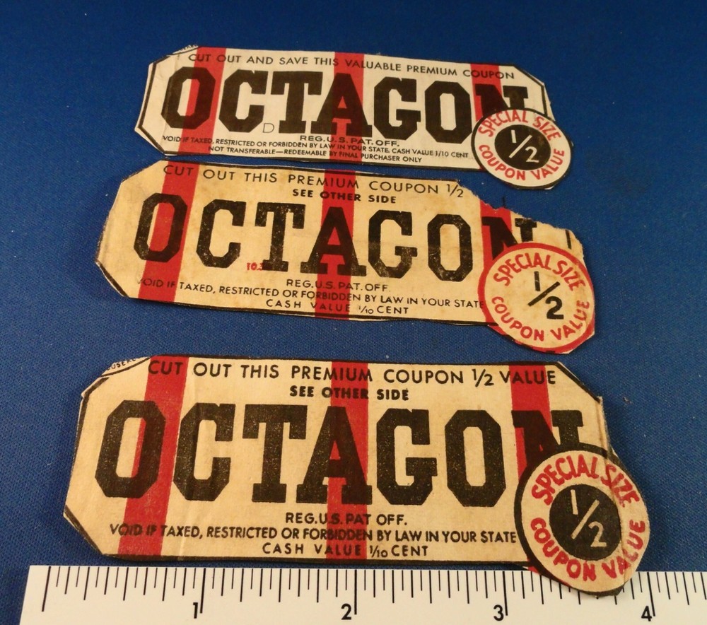 VINTAGE Octagon Soap Coupons 4 different coupons