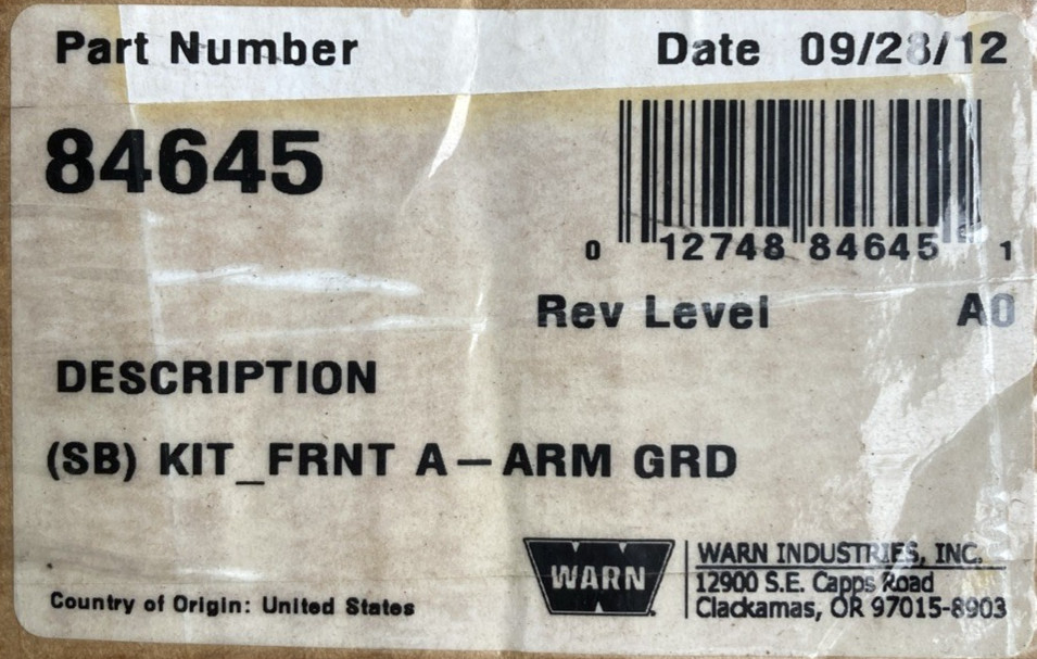Warn Front A-arm Body Armor 84645 #2184