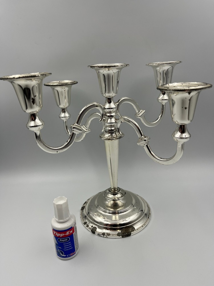 Vintage Silver Plated Candelabra, 23cm tall.