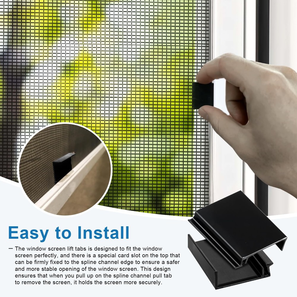 10 Pack Window Screen Pull Tabs, Window Screen Lift Tabs Replacement Flat Spl...