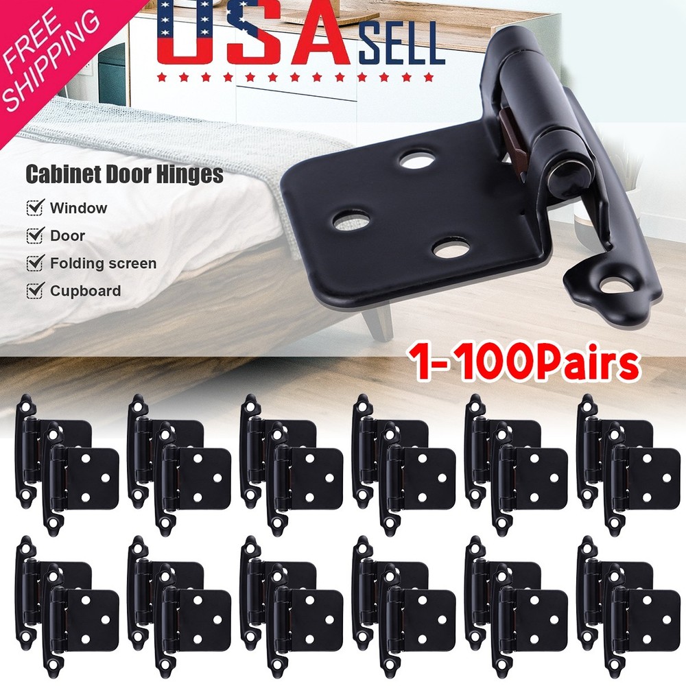 Matte Black Cabinet Hinges Overlay Self Closing Face Mount Cupboard Door Hinge