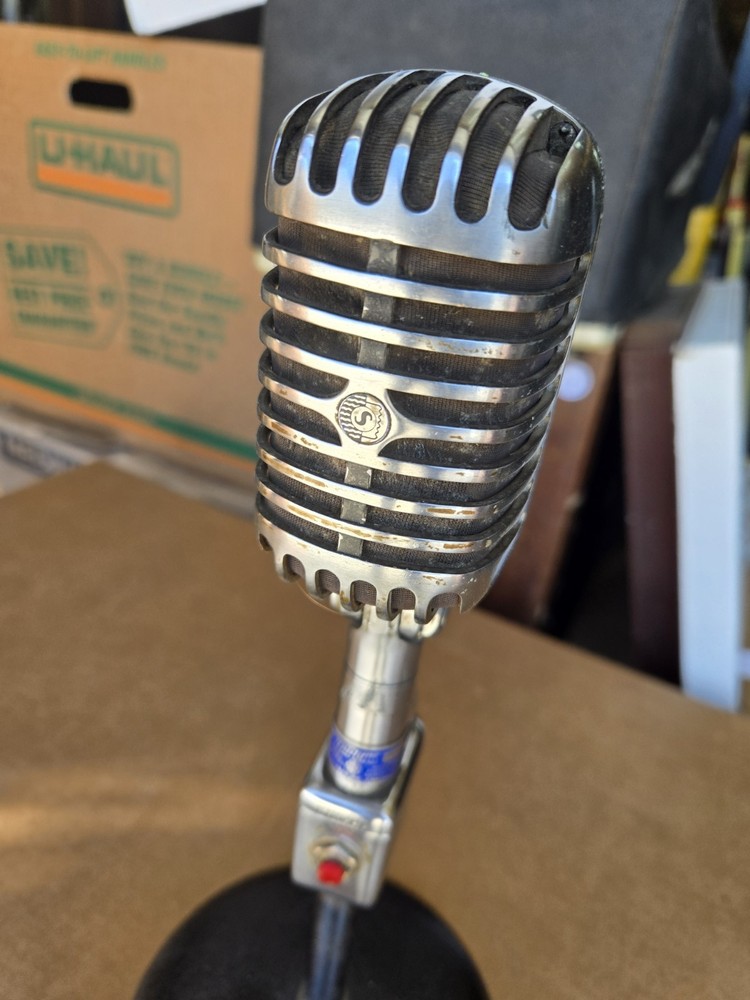 Vintage Shure Model 55S Dynamic Microphone with Unidyne Stand