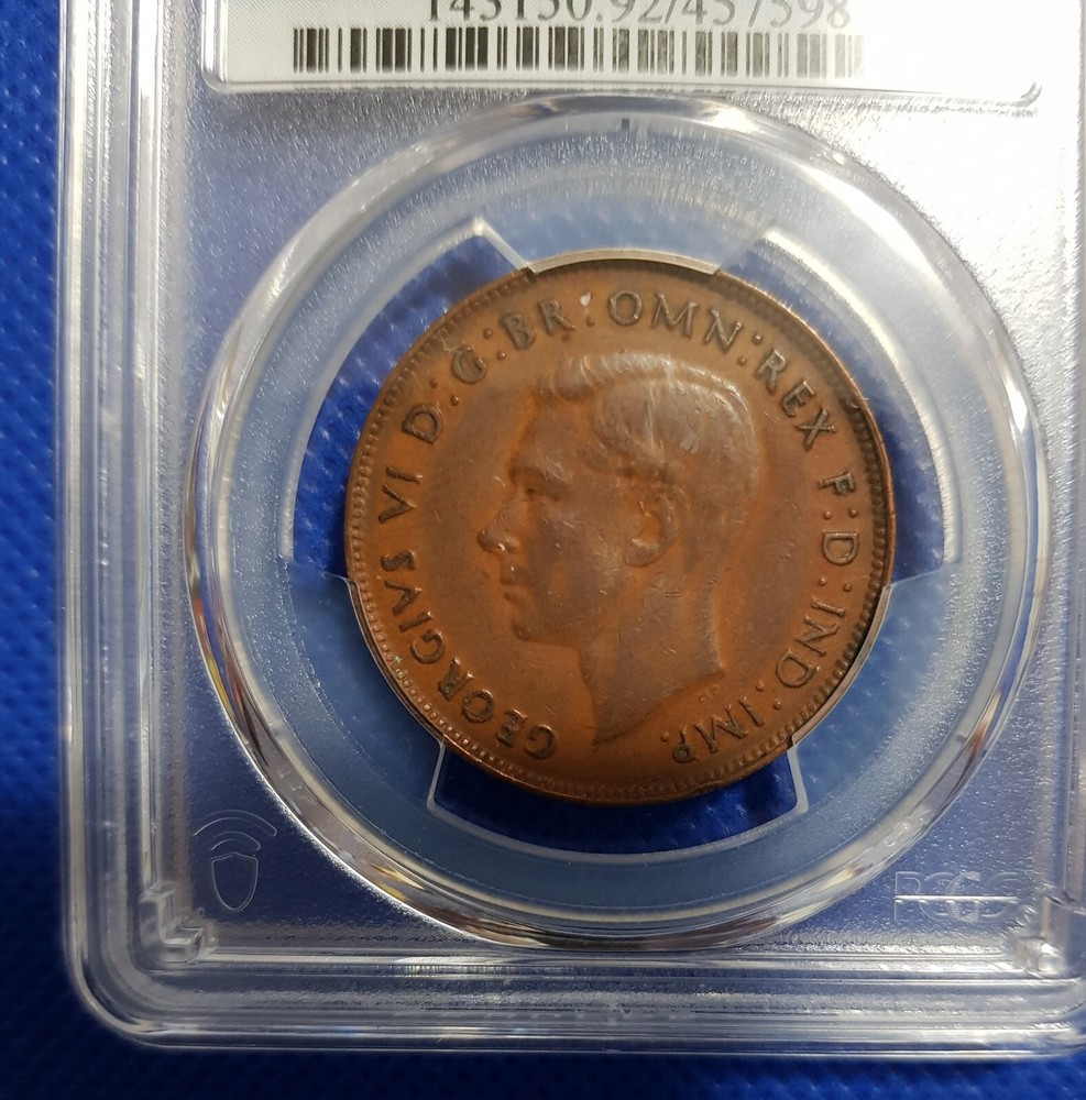 1946 (m) AUSTRALIAN PENNY CLEANED PCGS EF DETAILS