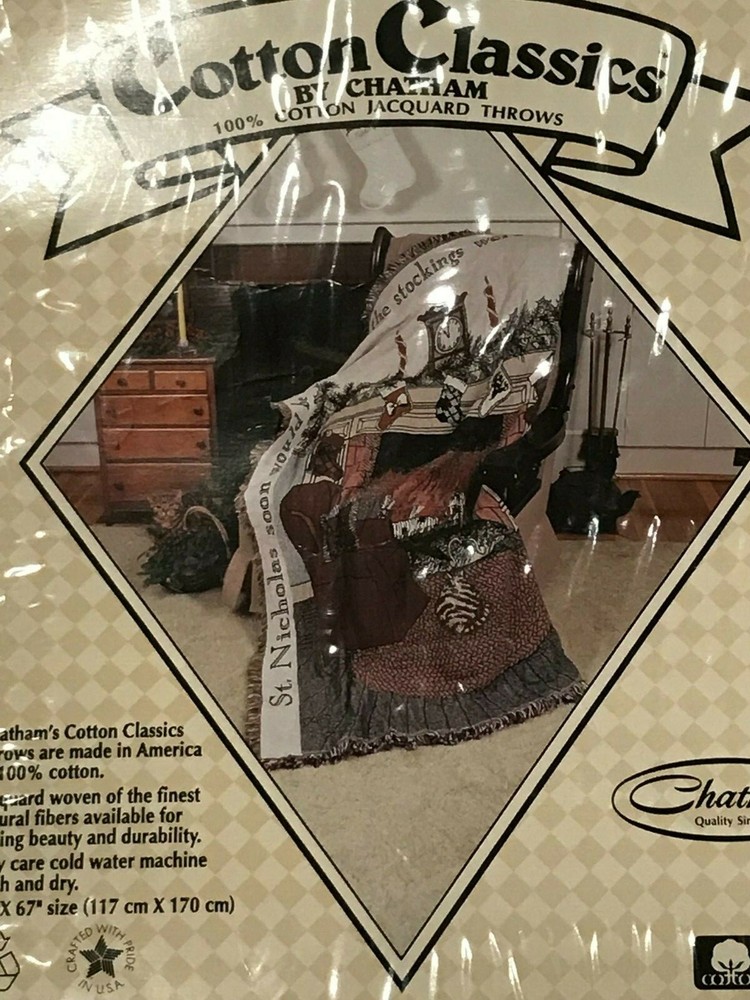 christmas throw --- cotton classics by chatham --- new