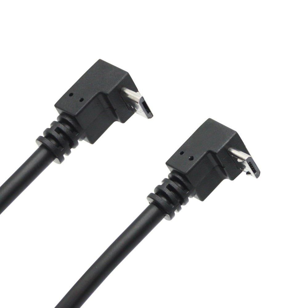 Short Micro USB Extension Cable 9inch, 90 Degree Up & Down Angle Black
