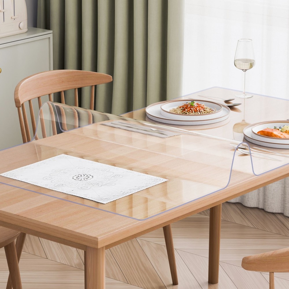 Plastic Table Cover 42 x 60 Inch 2.0 mm Thick Clear Table Protector Rectan