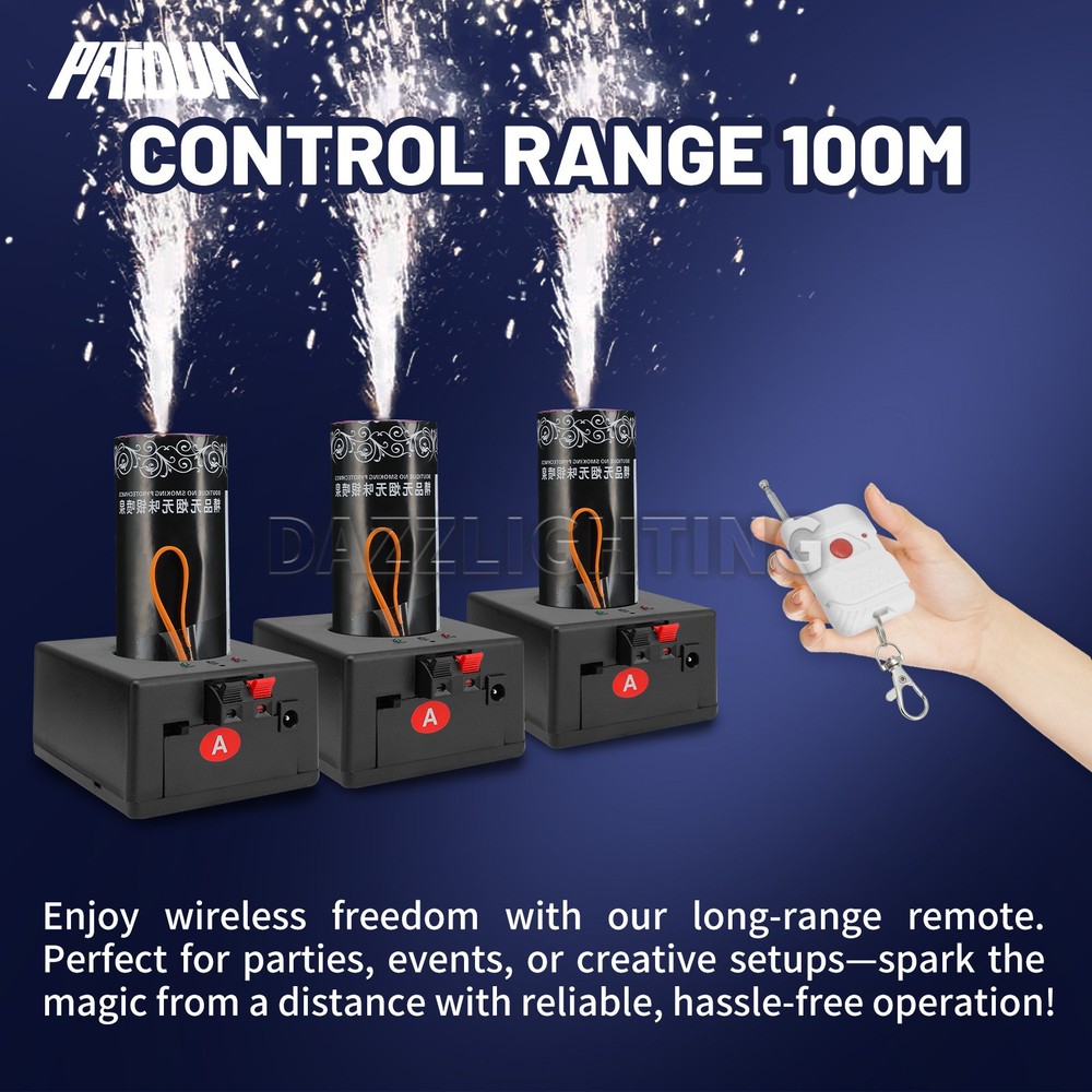 PAIDUN 8PCS Mini Sparkler Based Cold Spark Machine Firework Effect Case Remote