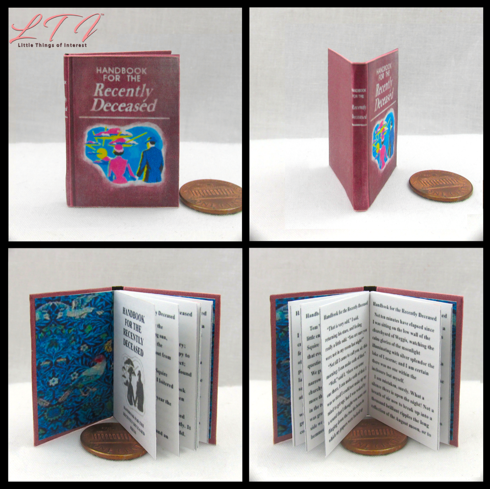1:6 Scale HANDBOOK FOR THE RECENTLY DECEASED Readable Miniature Book