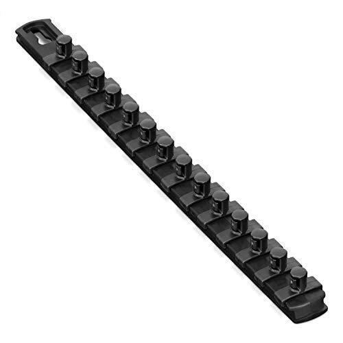 Ernst 8424 13 Socket Organizer with 14 Twist Lock Clips - Black - 3/8