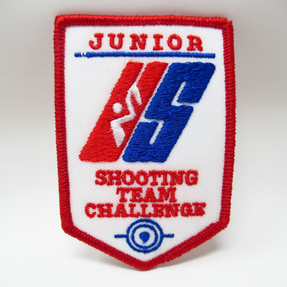 Junior US Shooting Team Patch Challenge Logo Red White Blue Iron On