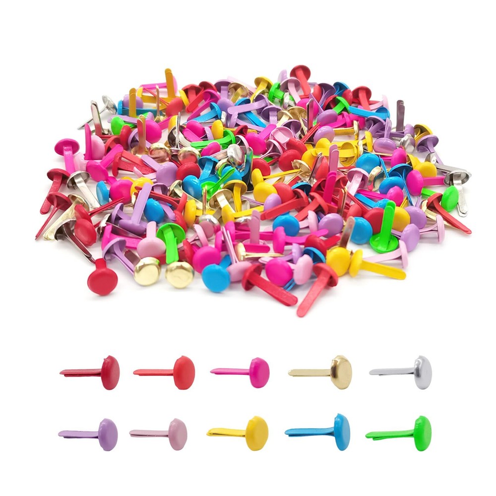 200pcs Multicolor Split Pins Round Scrapbooking Brads Split Pins Paper Fasten...