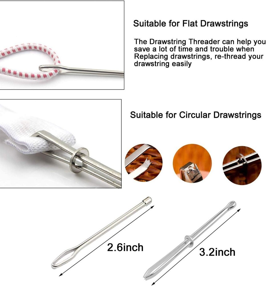 Versatile Drawstring Replacement Set with Threaders - Ideal for Pants and Coats