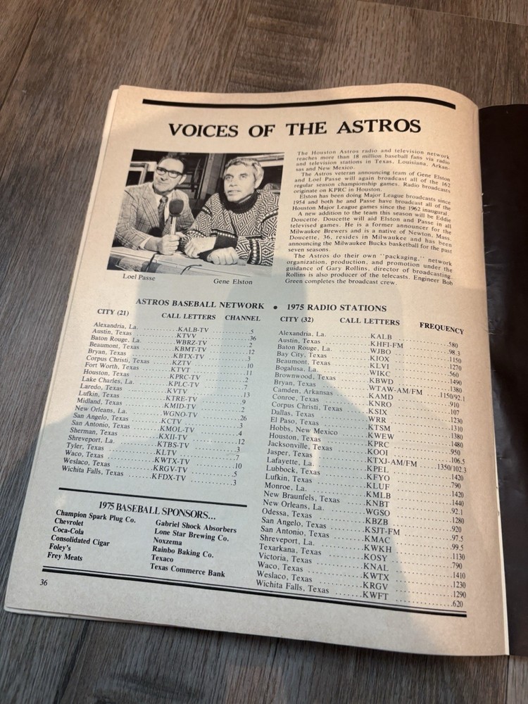 1975 Houston Astros Baseball Program