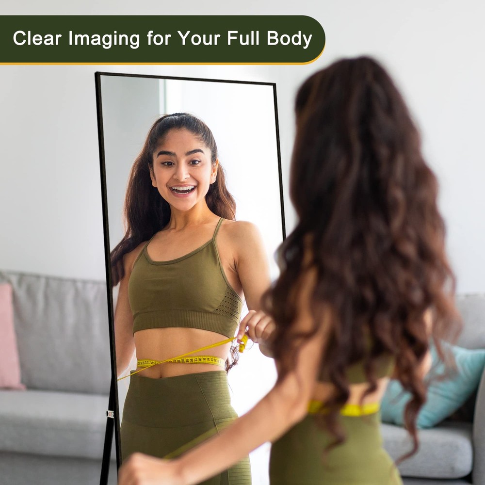 NicBex Full Length Mirror with Stand, 56"L x 19"W, Black (Rectangular)
