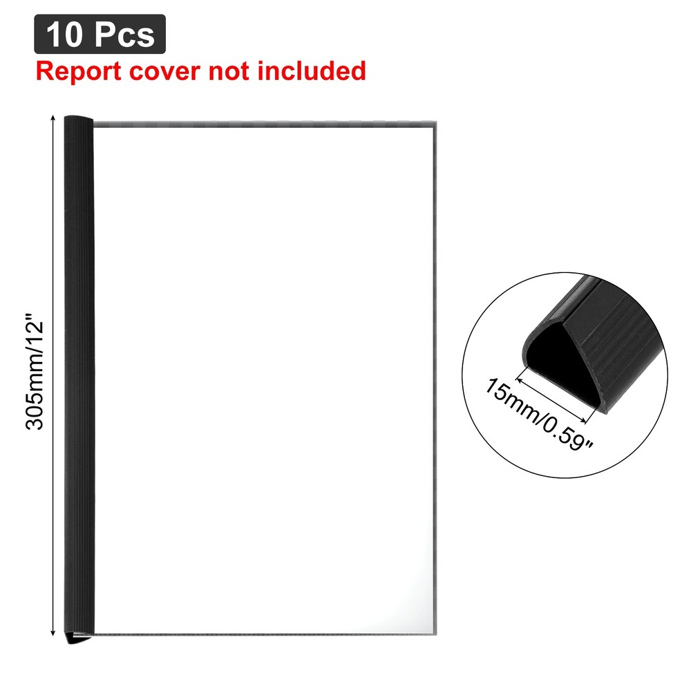 10Pcs Binding Bars, 15mm Binding Bars 120 Sheets Capacity, Black
