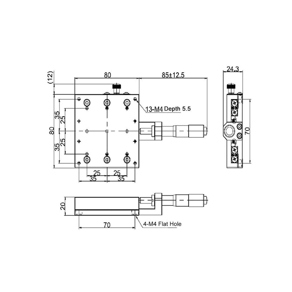 80 * 80mm X Linear Stage, X Micrometer Manual Platform Sliding Table for Opti...