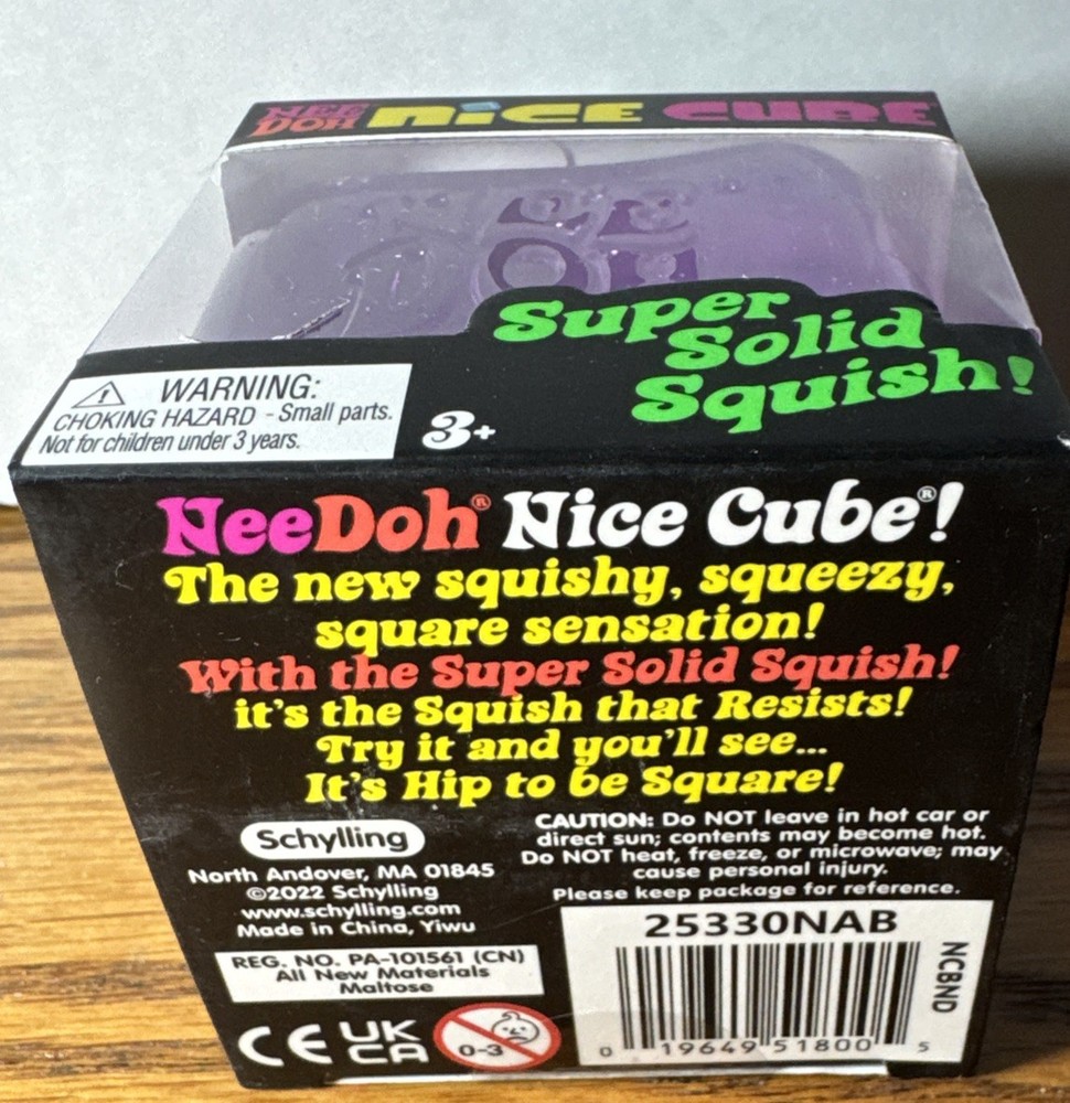 Nee Doh Nice Cube - Super Solid Squish! Purple - Brand New/Factory Sealed!