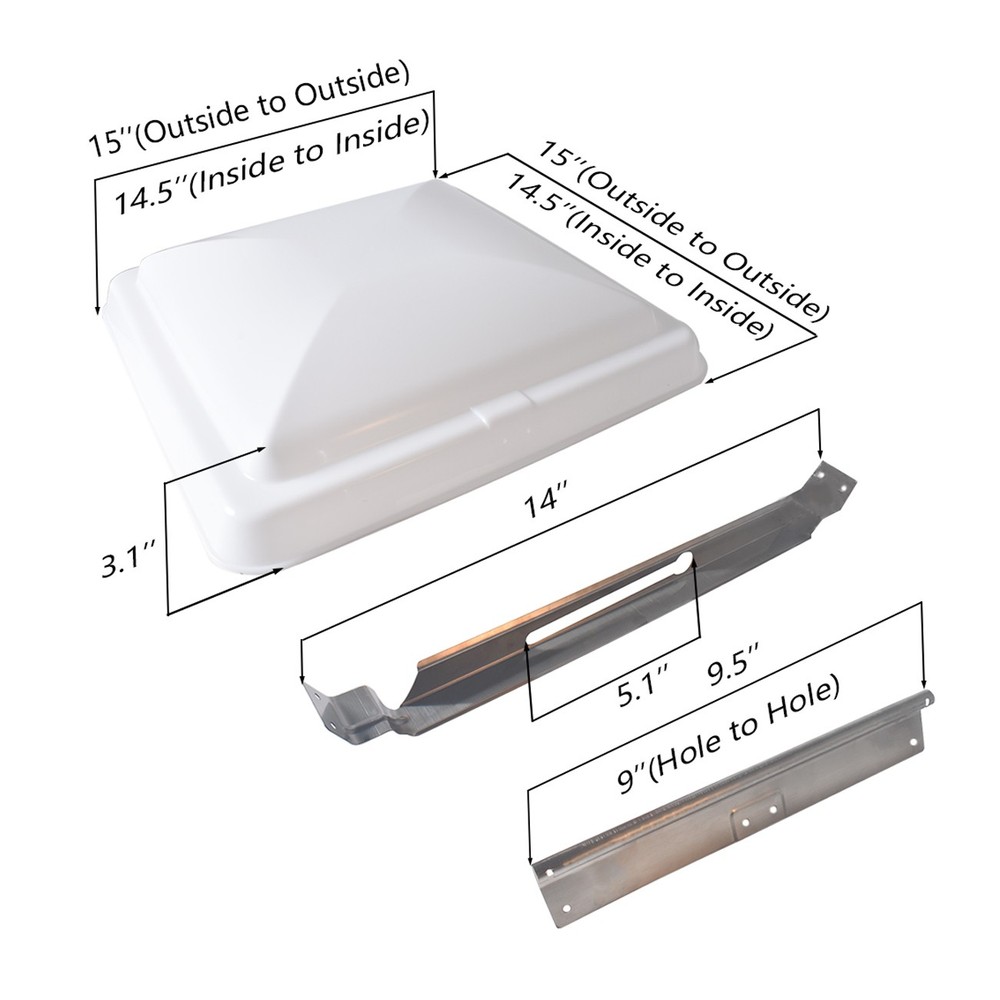 3 Pack White 14" x 14" Replacement Roof Vent Cover Camper RV Trailer Ventline