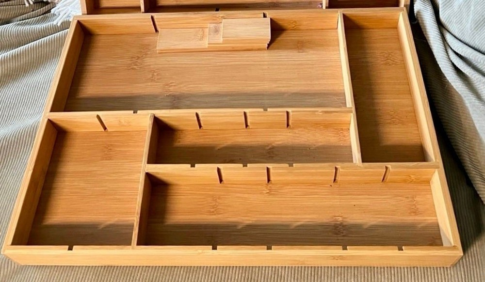 Bamboo Drawer Organizer Up to 11 Compartments (Bx 1A)