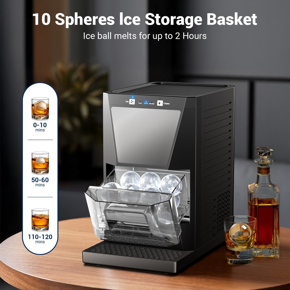 Clear Sphere Ice Maker Countertop, 2pcs/45min 2’’ Ice Ball Ice Makers Machine