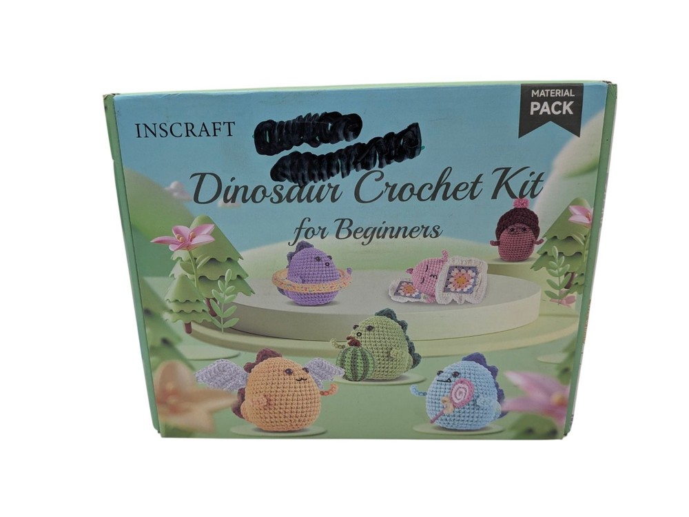 Inscraft Dinosaur Crochet Kit For Beginners With Yarn Tools & Patterns set