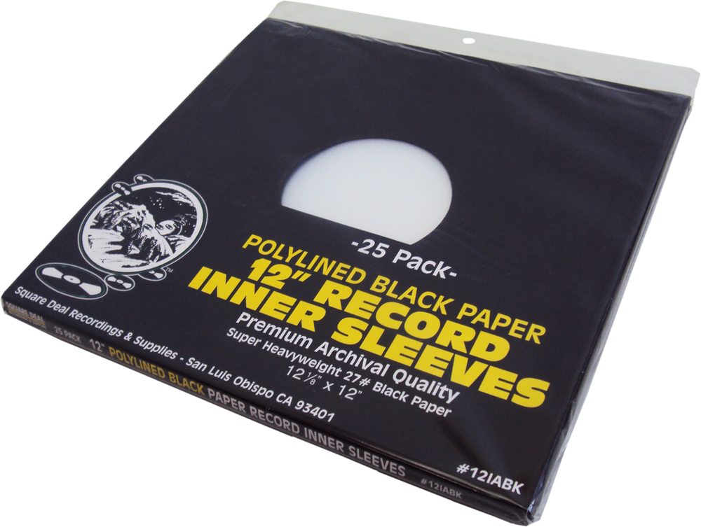 (25) 12" Black Polylined Record Inner Sleeves COLORED Paper Plastic ARCHIVAL