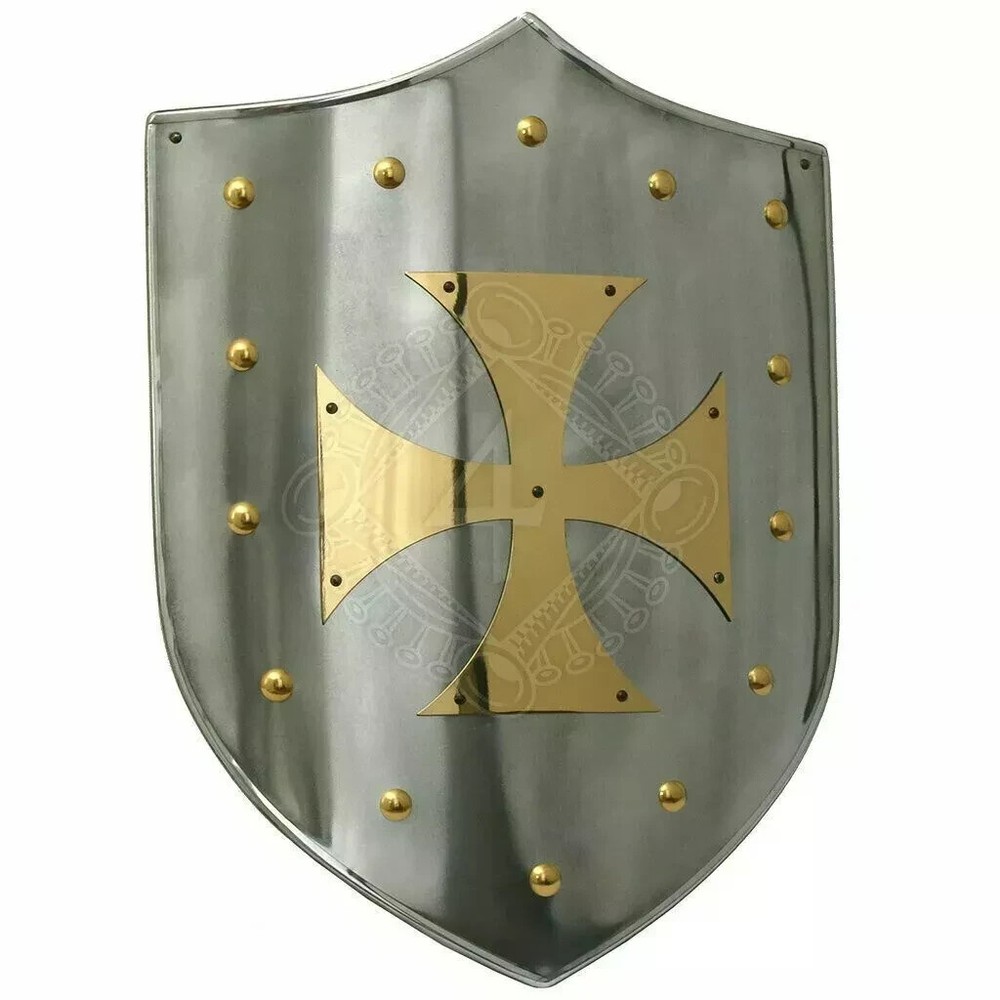 Medieval Viking Shield with brass Templar cross Knight Armor Shield