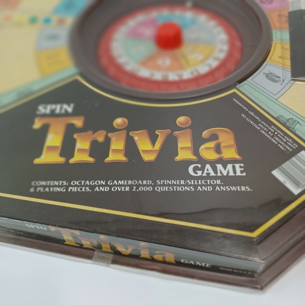 Spin Trivia Game 1984 Octagonal Board Game with Spinner and 2000 Questions